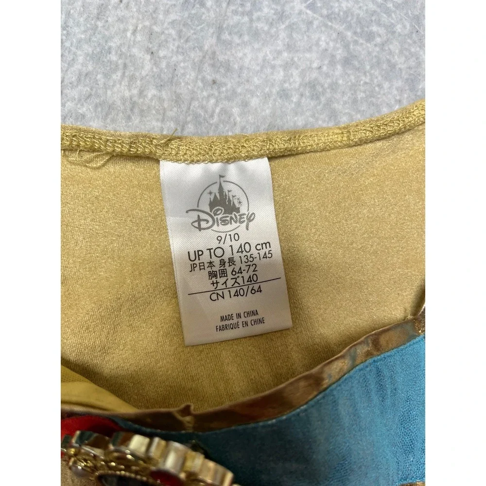 Disney Pocahontas Costume Dress Girls Size 9/10 Tan Turquoise Gold with Arm Cuff - Picture 2 of 3